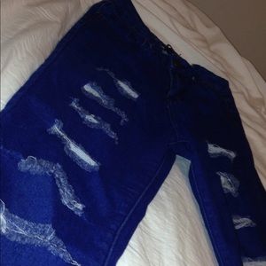 Ankle grazer Blue Distressed Denim Jean